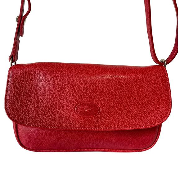 Longchamp Handbags - Longchamp Le Foulonné Vintage Red Leather Convertible Crossbody Bag Y2K